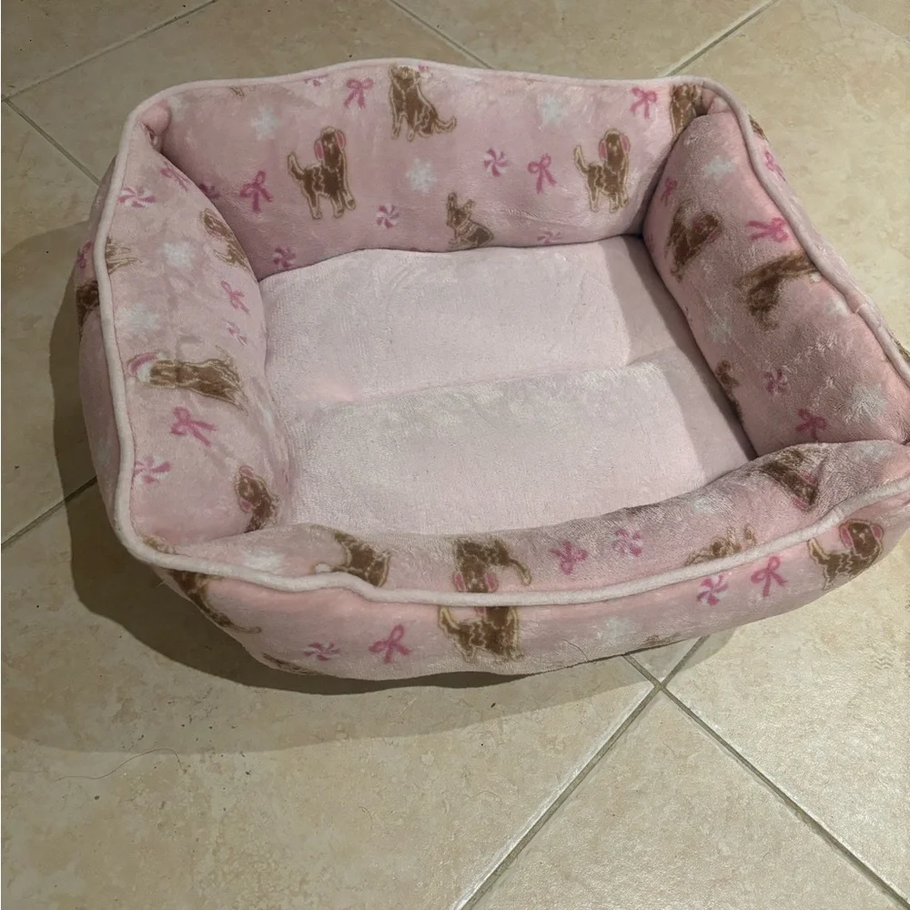 Cozy Pink Dog Bed with Cute Patterns pink pet bed - Picture 3 of 3